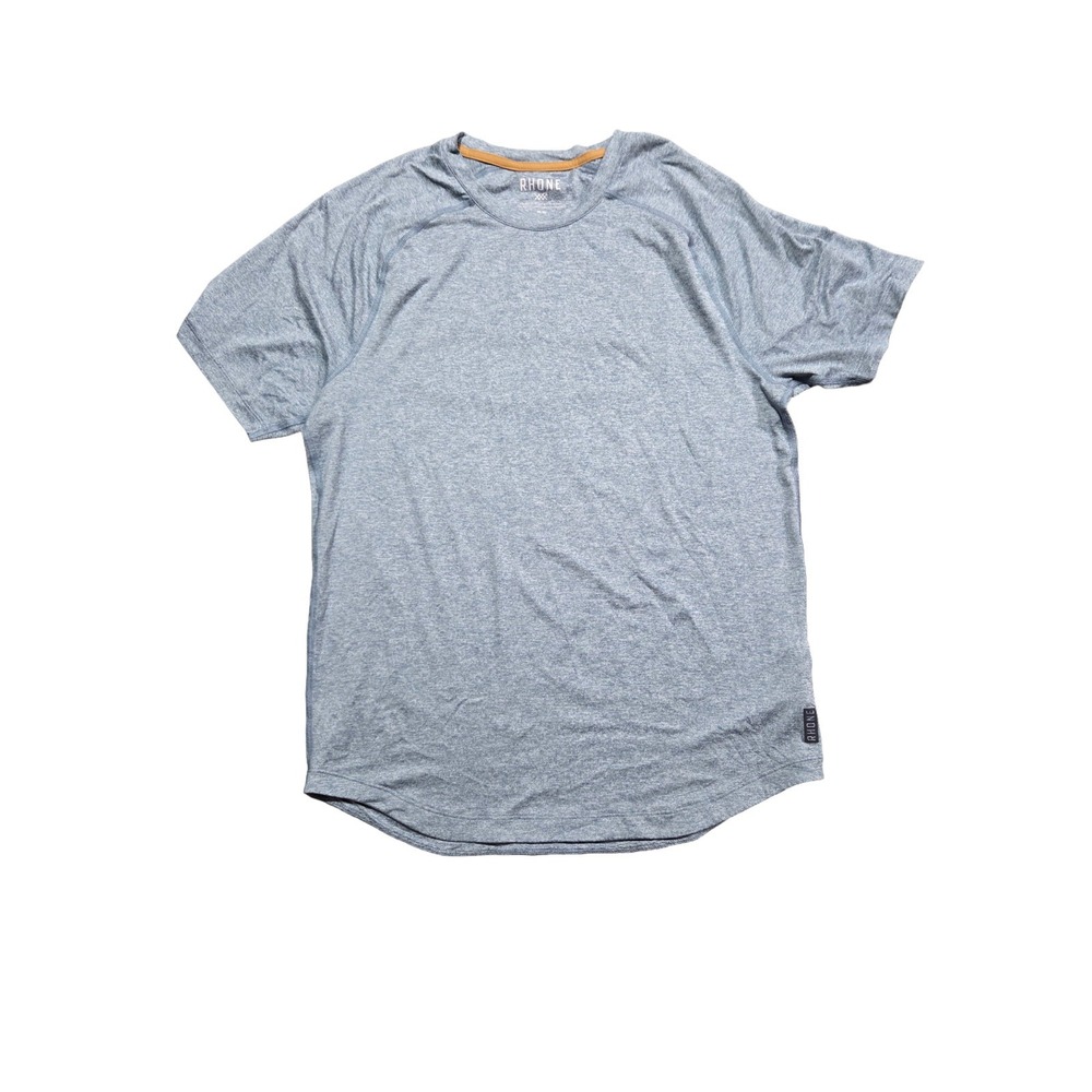 Rhone Reign Mens Medium M Short Sleeve T-Shirt Light Blue Heathered Performance